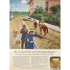 Puerto Rico "Derby Daiquiri Official Drink of El Comandante Racetrack" Ad 1960